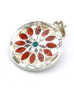 Zilveren hanger met oranje Spondylus margriet