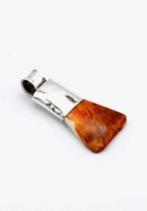Alternative view of Zilveren hanger met ruwe oranje Spondylus