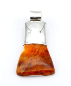 Zilveren hanger met ruwe oranje Spondylus