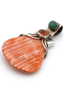 Zilveren hanger met zuivere oranje Spondylus